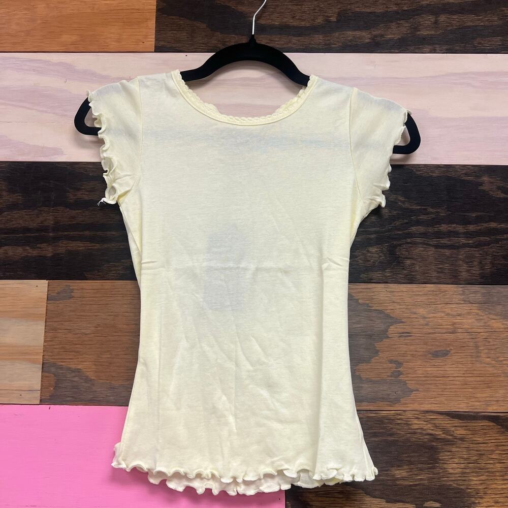 Chaser Baby Tee Lettuce Hem Cream XS NWT